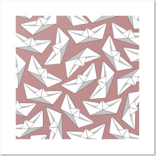 Origami Boat Pink Posters and Art